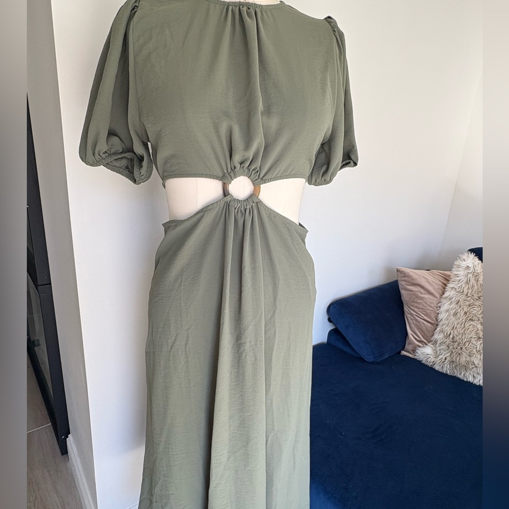 Zara Green Cut-Out Ruched Sundress